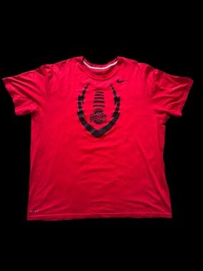 Nike Dri-Fit Ohio State Buckeyes Football T-Shirt Men’s XXL Red Athletic Tee